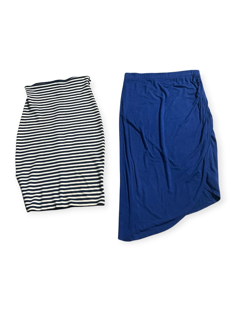 Set of 2 Blue Asymmetrical Midi Skirt Women's Comfortable Everyday Style Sz M